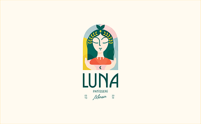 Luna Patisserie Logo bakery brand branding design girl goddess graphic design icon illustration logo logo design luna patisserie vector