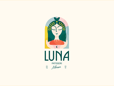 Luna Patisserie Logo bakery brand branding design girl goddess graphic design icon illustration logo logo design luna patisserie vector