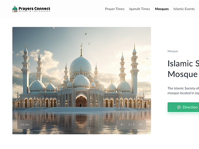 Mosque Details Page top design islam mosque mosquedetails prayers prayersconnect ui