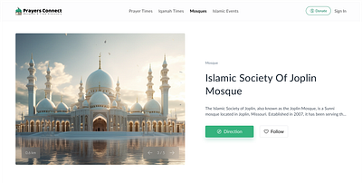 Mosque Details Page top design islam mosque mosquedetails prayers prayersconnect ui