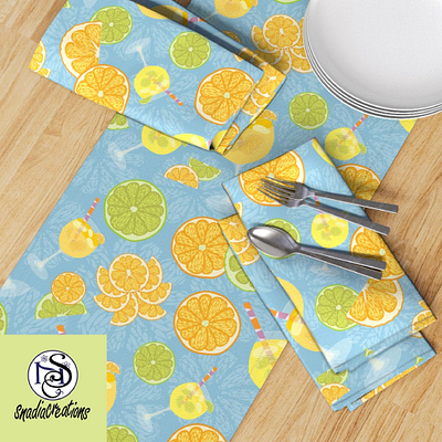 Lemons and Lemonade beverages botanical design fabric designer food home decor kitchen lemonade lemons nature seamless pattern summer textile pattern designer vector wallpaper design