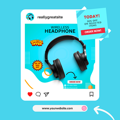 Wireless headphone | Social Media ad ad graphic design