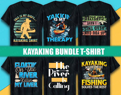Kayaking T-shirt design bundle. 3d animation branding bundle custom tshirt design fishing graphic design illustration kayak kayaking kayaking tshirt logo product design tshirt tshirt design tshirt design bundle tshirts typography t shirt ui