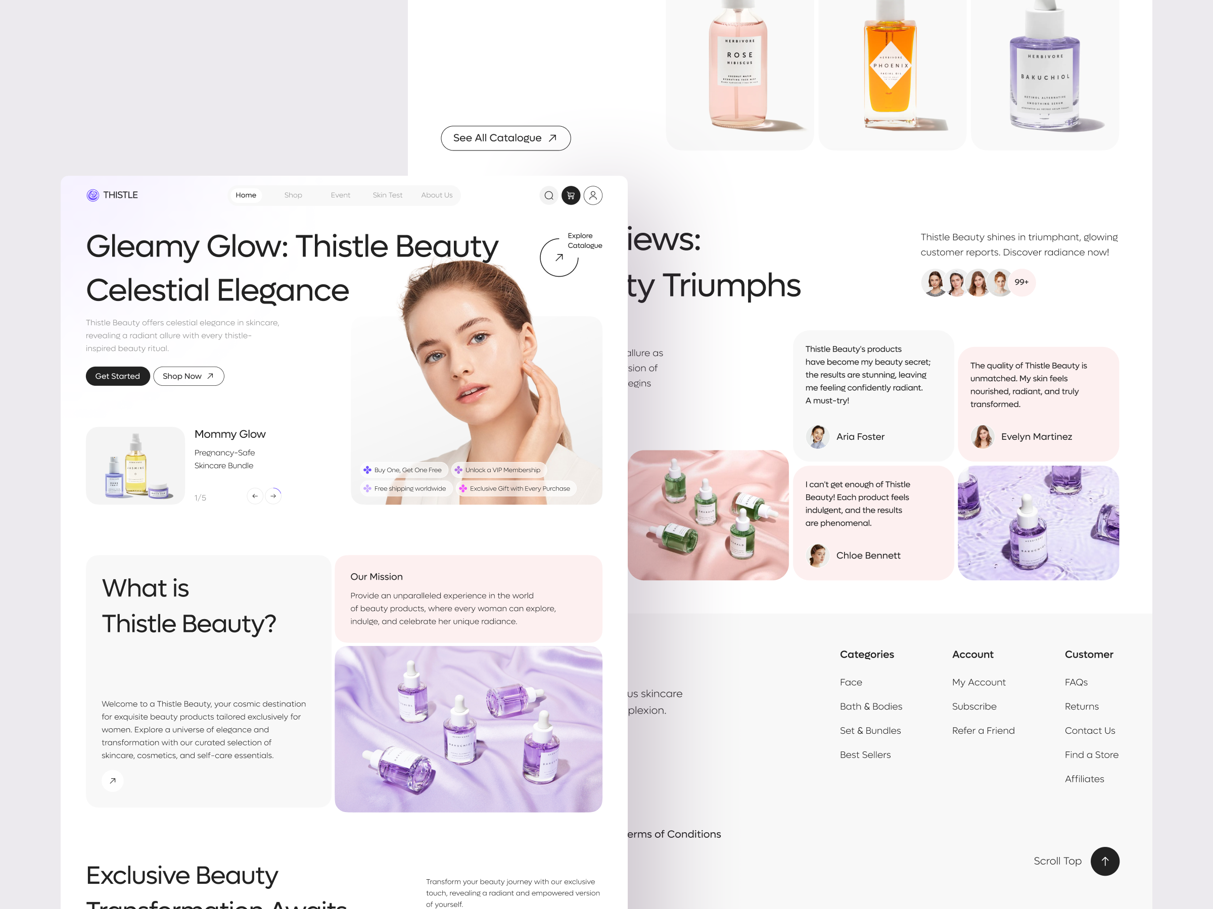Thistle - Beauty Landing Page beauty beauty product clean e commerce ecommerce face health landing page makeup product skin skin care skincare store ui ux web web design website website design