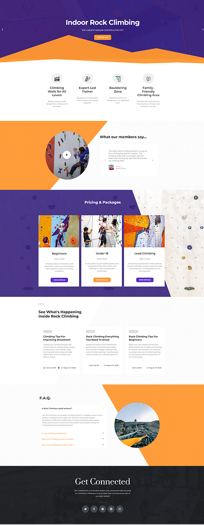 Landing Page Responsive Website Indoor Rock Climbing Class app branding css design elementor graphic design html illustration javascript landingpage logo responsive typography ui ux vector website wordpress