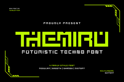 Themiru - Futuristic Tech Font action coding cool cyber display electronic figure font funky futuristic game headline hero movie planet sci fi success tech techno usa