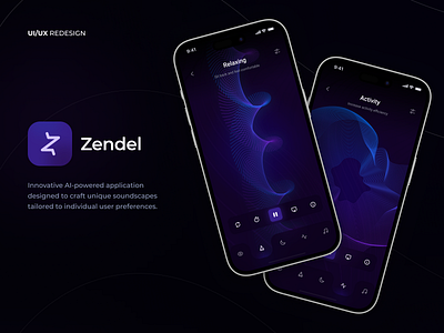 Endel Soundscape App - Redesign dark mode design home minimal mobile app ui vector