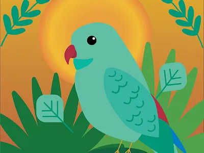 Parrot adobe illustrator bird firefly inspiration flora graphic design grass illustrator leafy leaves orange orangeikon outdoors parrot sky sun