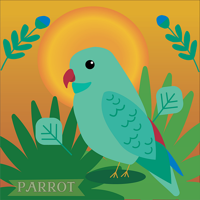 Parrot adobe illustrator bird firefly inspiration flora graphic design grass illustrator leafy leaves orange orangeikon outdoors parrot sky sun