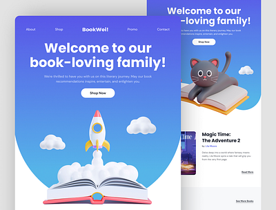 Bookwell – Bookstore Email Newsletter 3d book email email newsletter email subcription figma figma template figma ui landing page modern newsletter peterdraw playful ui ui design ui ux user interface web design website website design