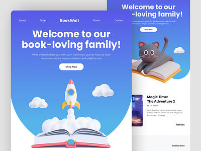 Bookwell – Bookstore Email Newsletter 3d book email email newsletter email subcription figma figma template figma ui landing page modern newsletter peterdraw playful ui ui design ui ux user interface web design website website design