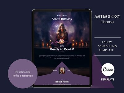 Astrology Acuity Schedule Booking site Canva Template acuity schedule template astrology template booking site template canva template diy booking site landing page psychic services simple website small business square space acuity tarot reading