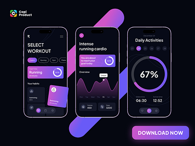 Fitness App - Darkmode Minimalism app app design darkmode darkmode minimalism design fitness minimal style minimalism mobile mobile app mobile design ui ui design ui ux