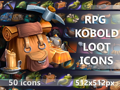 RPG Kobold Loot Icons 2d art asset assets craftpix fantasy game game assets gamedev icon icone icons illustration indie game loot mmo mmorpg pack rpg set