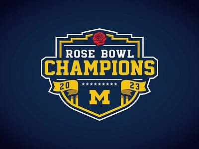 MICHIGAN WOLVERINES 2023 ROSE BOWL CHAMPIONS - Logo Concept 2023 branding cfp college football matt harvey maze and blue michigan playoffs rose bowl wolverines