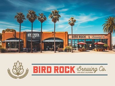 Bird Rock Brewing Co. Tap Room & Brewery ai generated beaches brand design branding brewery building california design graphic design logo san diego signage store front tap room visual identity wayfinding