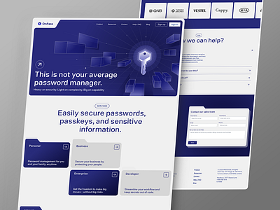 OnPass - Product Website Design block blue branding classic folder graphic design illustration key logo manage password shape space technology typography ui user interface ux vector website