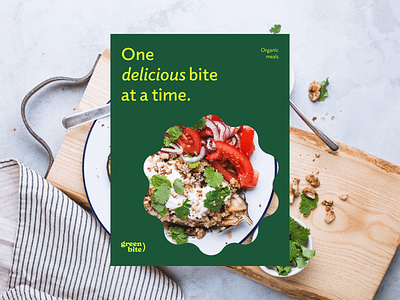 GreenBite Posters brand branding cuisine delivery design digital eco food fresh graphic design green identity logo meals organic poster shop typography