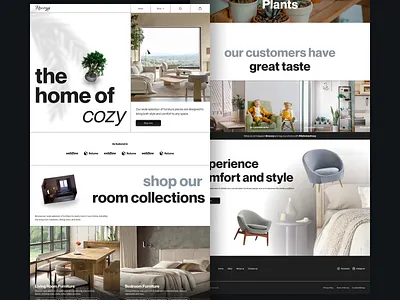 Furniture Website 3d button dailyui dailyuichallenge desktop footer furniture homepage landingpage minimal text input ui