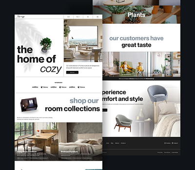 Furniture Website 3d button dailyui dailyuichallenge desktop footer furniture homepage landingpage minimal text input ui