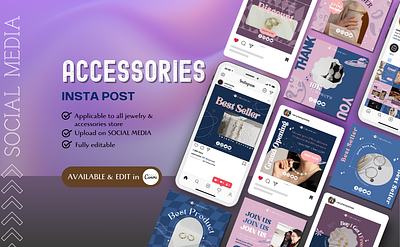 ACCESSORIES INSTAGRAM TEMPLATES accessories template brand identity branding canva template instagram template social media template