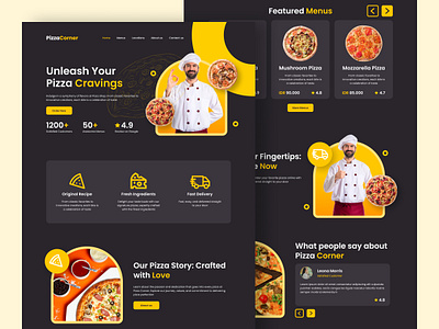 Pizza Corner - Pizza Shop Landing Page app branding design figma graphic design illustration landing page logo mobile motion graphics pizza pizza restaurant pizza shop ui ui ux user interface ux vector website