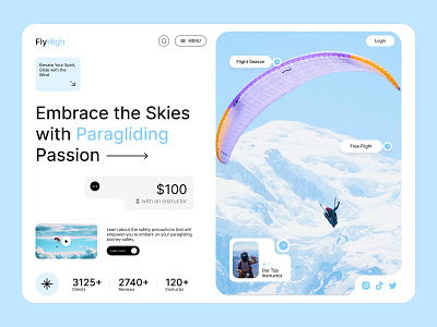 Paragliding Website Header app app design design figma figma design typography ui ui design ux ux design website