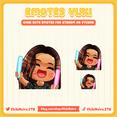 Dancing With Lightsticks chibi emotes custom emotes cute emotes dancing design discord emotes gamer illustration kick emotes lighstick streamer twitch twitch emotes ych emotes