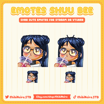 Drink Ice Boba Twitch Emote boba boba drink chibi emotes custom emotes cute emotes design discord emotes drink emotes gamer ice boba illustration kick emotes streamer twitch emotes ych emotes