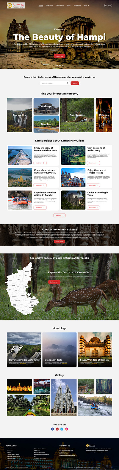Karnataka Tourism Home page redesigning figma karnataka tourism landing page ui ux web design