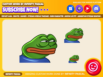 🤨🐸Custom Sus Peepe Emotes🤨🐸 animation character drawing custom design custom emotes twitch design discord emotes facebook emotes graphic design green frog illustration loyalty badges open commission original character peepe twitch emotes twitchemotes youtube emotes