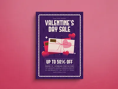 Valentine's Day Sale Flyer Template design flat design flyer graphic design love romantic sale valentine valentines day vector