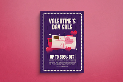 Valentine's Day Sale Flyer Template design flat design flyer graphic design love romantic sale valentine valentines day vector