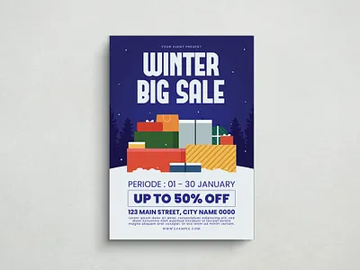 Winter Sale Flyer Template design discount flyer graphic design illustration sale template vector winter