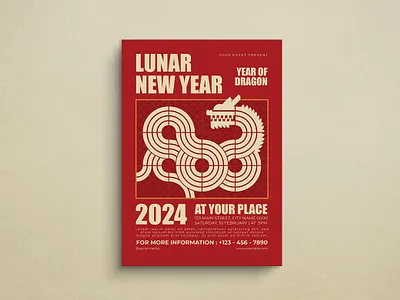 Lunar New Year Flyer Template chinese new year design dragon flyer graphic design illustration lunar vector