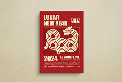 Lunar New Year Flyer Template chinese new year design dragon flyer graphic design illustration lunar vector