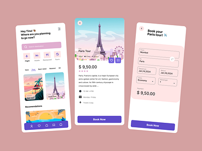 Travel Booking App app branding clean ui design illustration minimalist design modern modern design pastel colors travel app ui