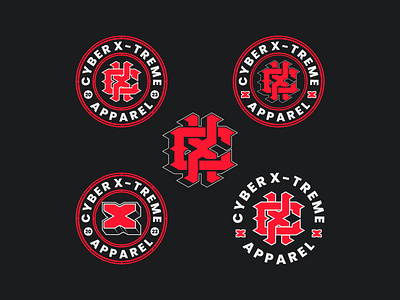 Cyber X-treme Apparel Badge apparel brand design branding clothing brand design graphic design lettermark logo logodesign monogram vector