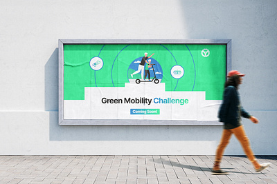 Green Mobility Challenge banner design for WheelCoin web3 M2E banner banner design brand design branding challenge colourful design graphic design green green mobility illustration m2e move to earn podium post post design poster poster design social media web3