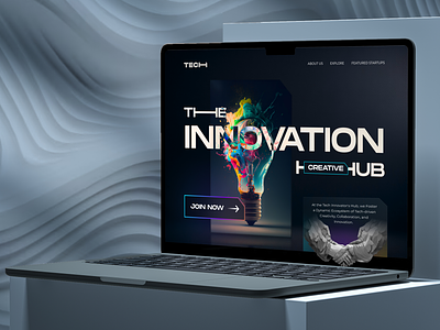 TechHub : Innovation Hub Landing Page banner creative customer dark design education explore hero section innovation product research startup technology ui uiux