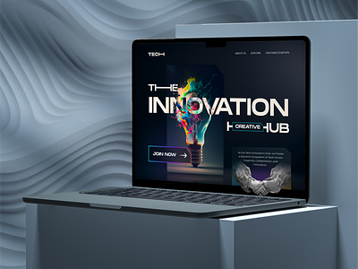 TechHub : Innovation Hub Landing Page banner creative customer dark design education explore hero section innovation product research startup technology ui uiux