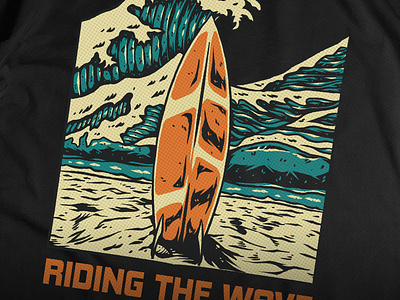 Riding the Wave artwork branding commissionwork extremesport illustration outdoorapparel sport surf surfing wave
