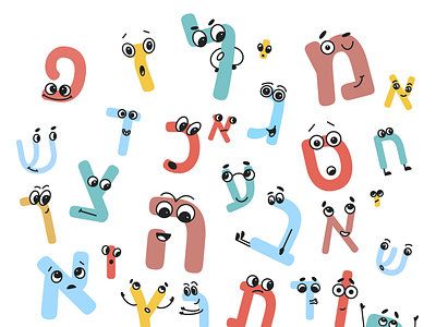 Alphabet alphabet art character children education faces funny hebrew illustration playful