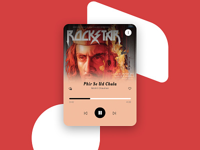 Music player with controls app card design music cards ui visual design