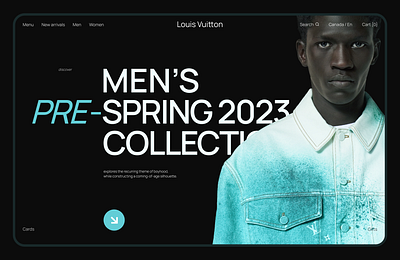 Hero section of Louis Vuitton website concept design figma interface photoshop ui ux webdesign