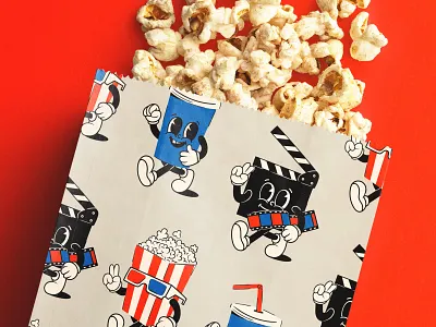 Paper Bag Mockup with Popcorn graphic design snack template