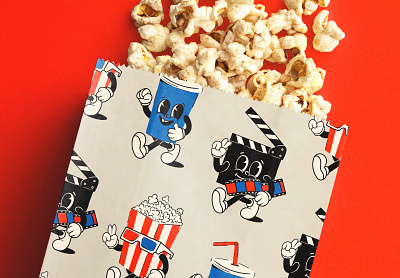 Paper Bag Mockup with Popcorn graphic design snack template