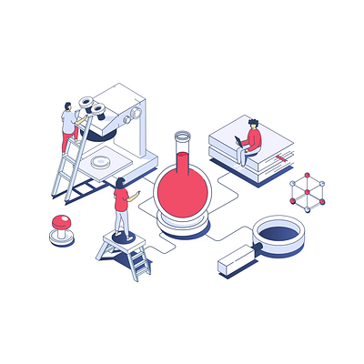 Lab 2d animation biology chemistry design discovery experiment flat illustration innovation isometric lab man motion research science scientist technology woman