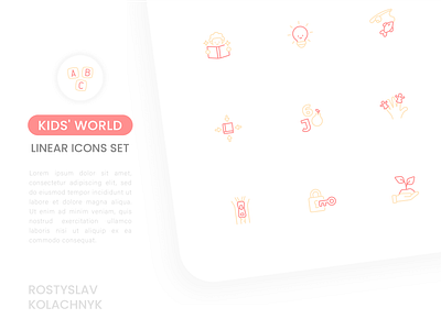 Icon set for kids' toys website adobe branding design editable flat graphic design icon icon set iconography icons illustration line linear logo playful stroke svg ui ux vector