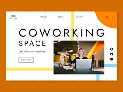 Coworking concept brightdesign coworking design homepage logo mainpage orange ui ux webdesign